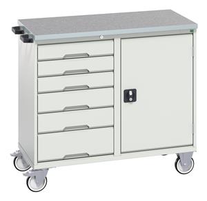 Bott Verso Mobile  Drawer Cupboard  Tool Trolleys and Tool Butlers Verso Roller Butler 1 Door 6 Drawer Lino Top